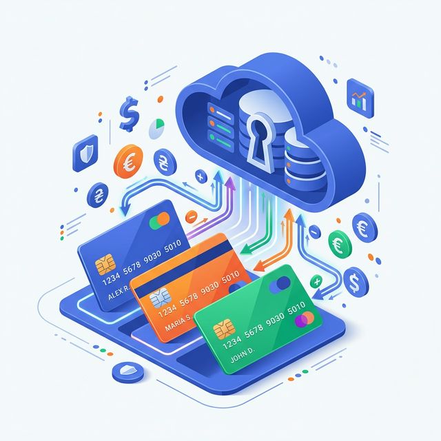 Bank cards syncing automatically with the cloud in multiple currencies